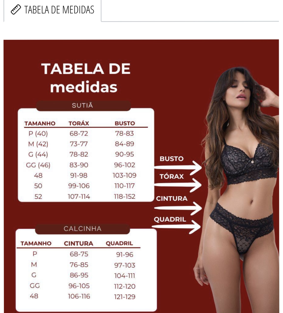 Consulte aqui a tabela de medidas